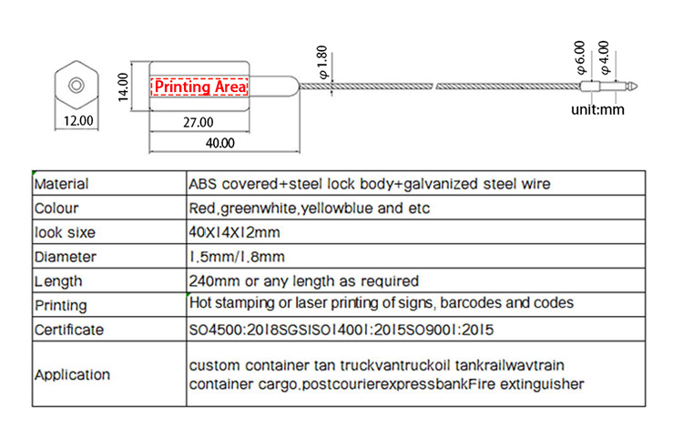 Scellé de fil de camion Truck wire seal